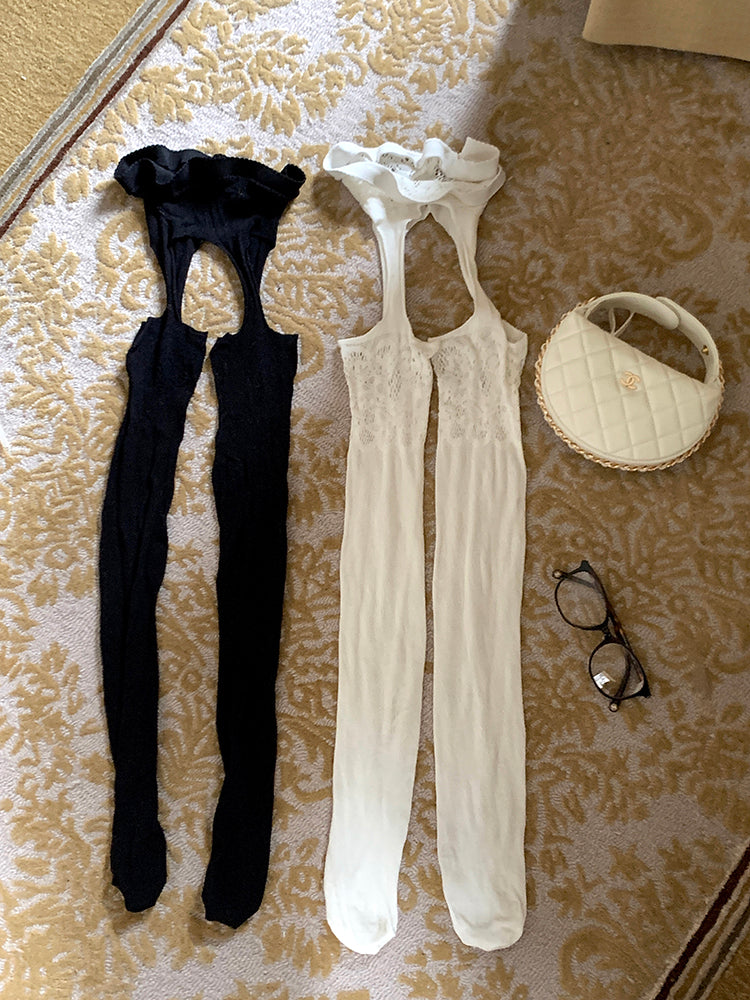 Tea Black/Milk Stockings Stretch Mesh Suspender