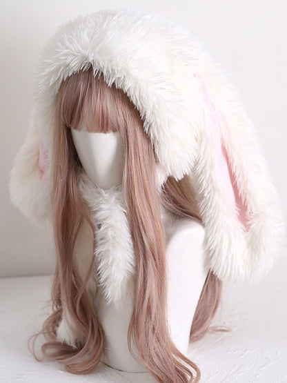 Adorable White Plush Hat Bunny Lolita Droopy-Eared