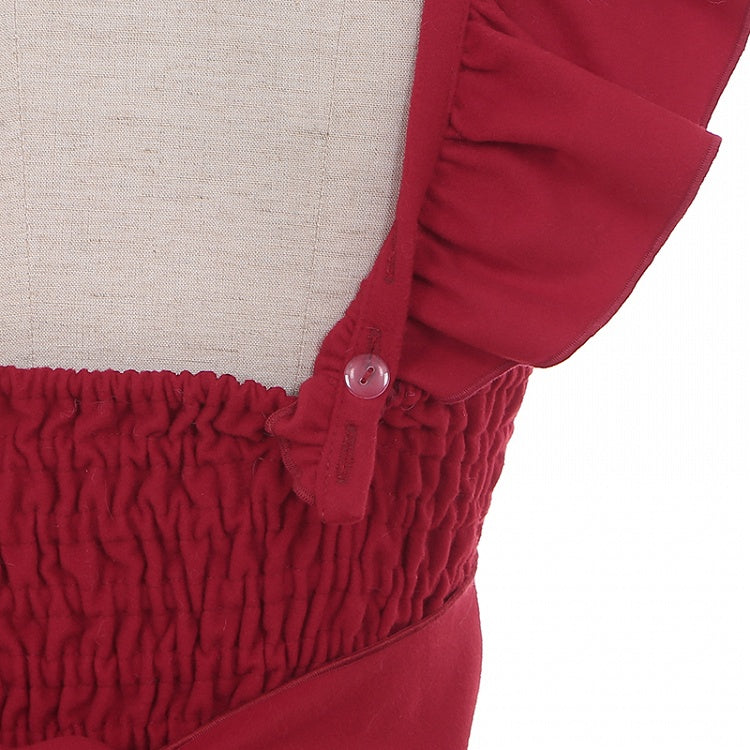 Christmas Red Princess Basque Waist Jumper Skirt with Festive White Plush Trim