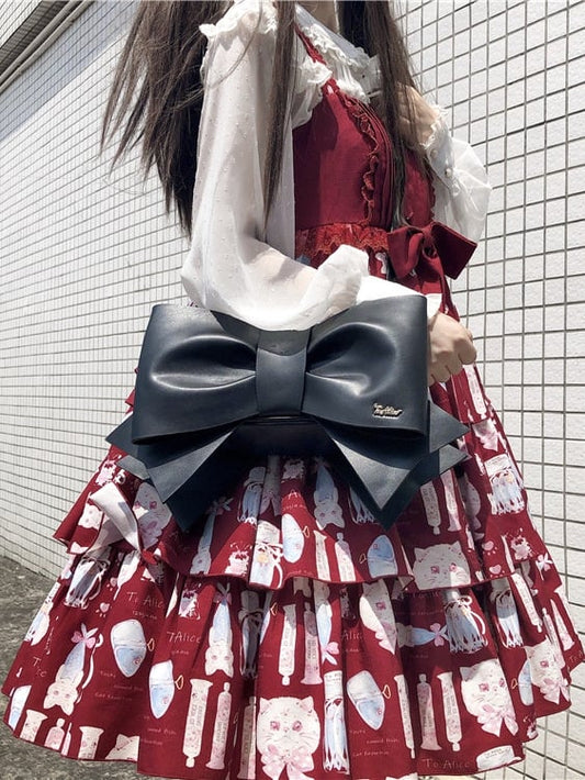 Schwarz/Pinke Bokwnot Crossbody Sweet Lolita Tasche