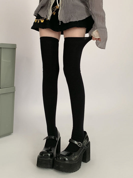 / Knee Gray Black Stockings JK Dark Over