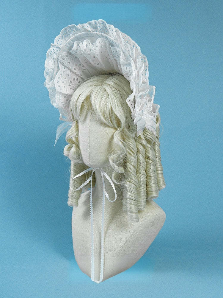 Elegant Lolita Bonnet in Black and White - Aurora Borealis