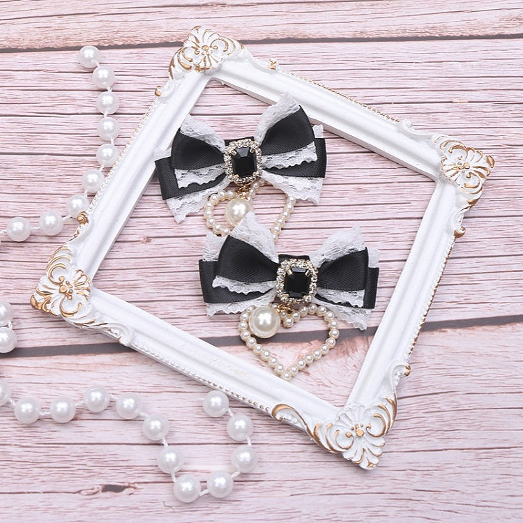Bowknot Hairclip Options Lace Kei Jirai Charm 10 Heart Pearl Color