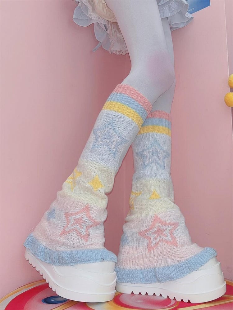 Jambières tricotées Yume Kawaii à motif d'étoiles de rêve