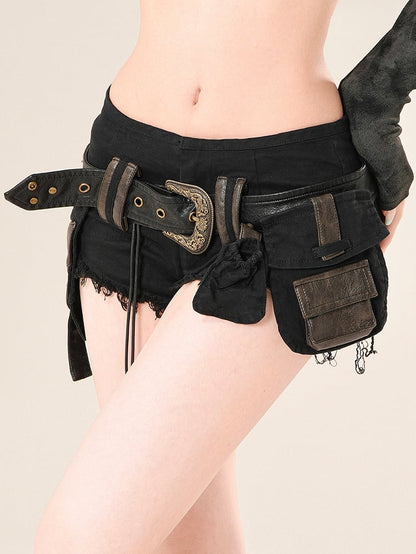 Taille Super Belt Rise Schwarz Mini mit Shorts Low