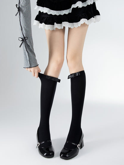 4 Colors Calf JK Decorated Bow 38CM Socks