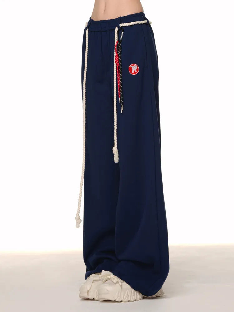 Schnitt Blau/Grau/Rot Weite Beinhose Dunkel