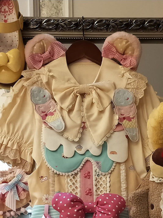 Red Plush Hairclip Yellow Bear Ears / Black