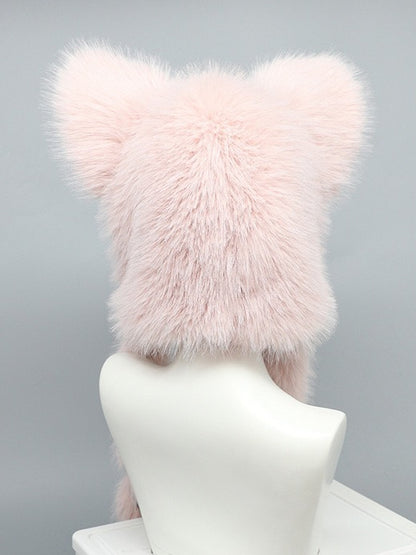 Kitty Hat Plush Self-tie Straps Ear Pink