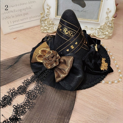 Halloween Cross Decorated Bat Wings Bowknot Details Mini Hat