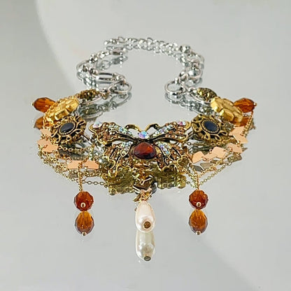 Schmetterling Barock Halskette Bronze Choker