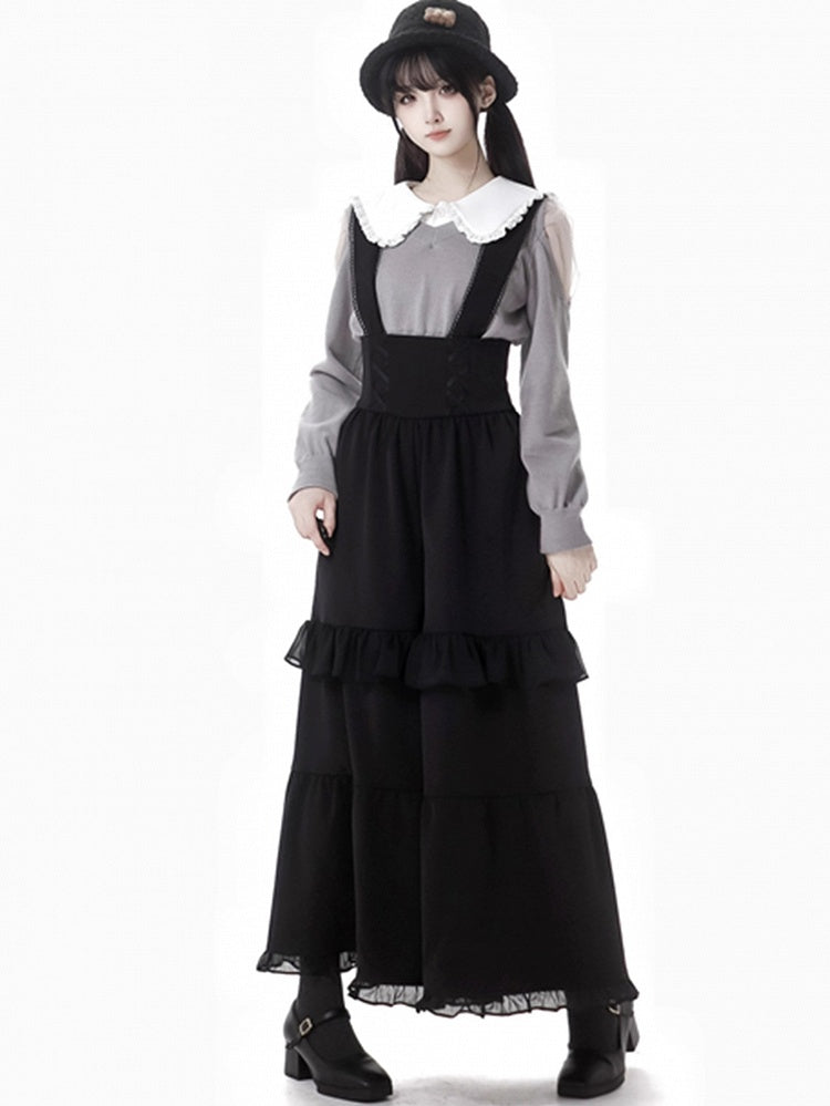 Wine Red/Grey Peter Pan Collar Sweater