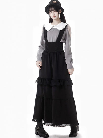 Wine Red/Grey Peter Pan Collar Sweater