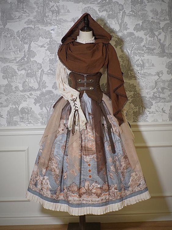 Coffee Wasteland Hooded Punk Shawl