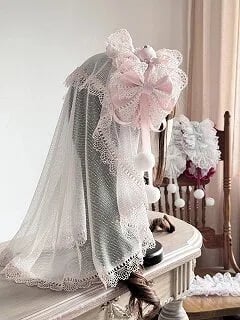 Multi-Color Head (Pom-Pom Lace with Veil Lolita Hairband Accents)