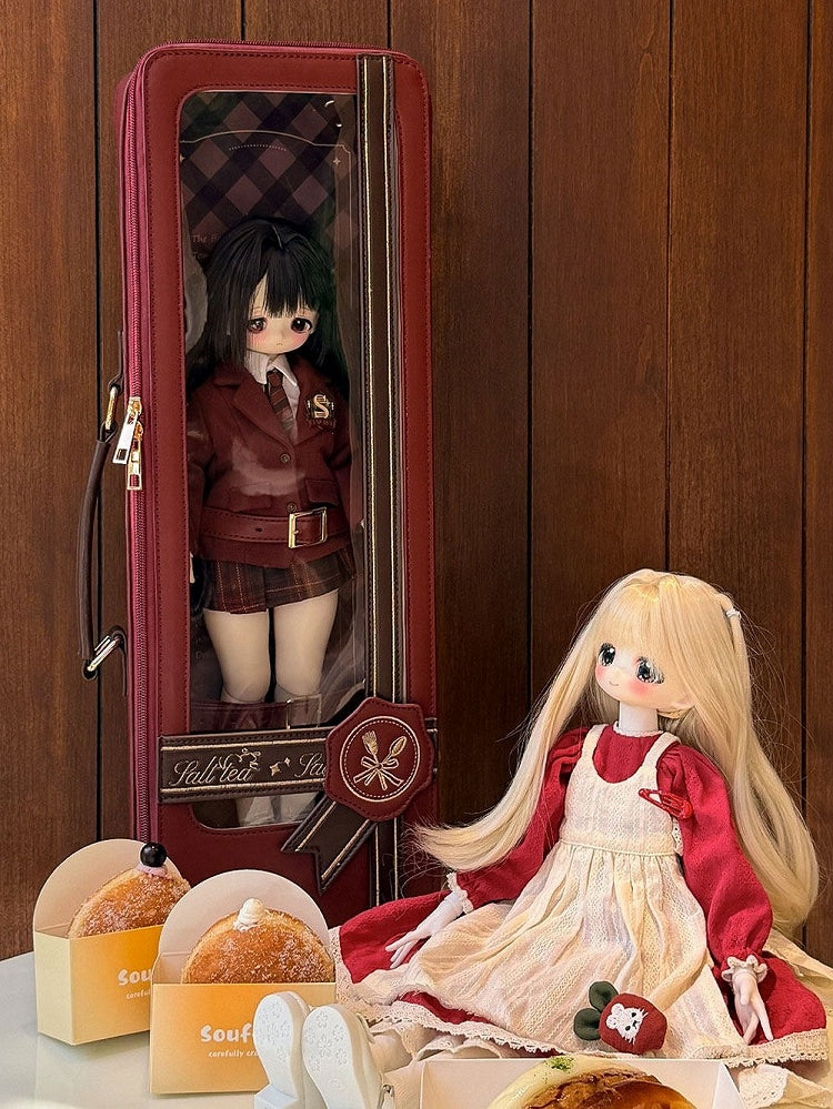 Wine Red 1/4 Scale BJD Bag with Retro Design & Embroidered Details - Salt Tea
