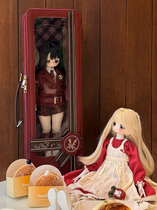Wine Red 1/4 Scale BJD Bag with Retro Design & Embroidered Details - Salt Tea
