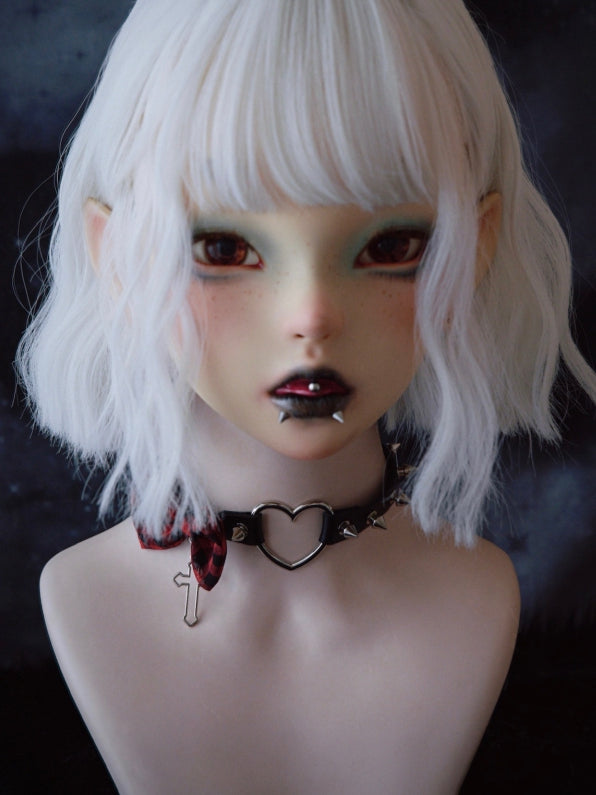 And Cross Black With Plaid Heart Pattern Pendant Red Buckle Bowknot Choker