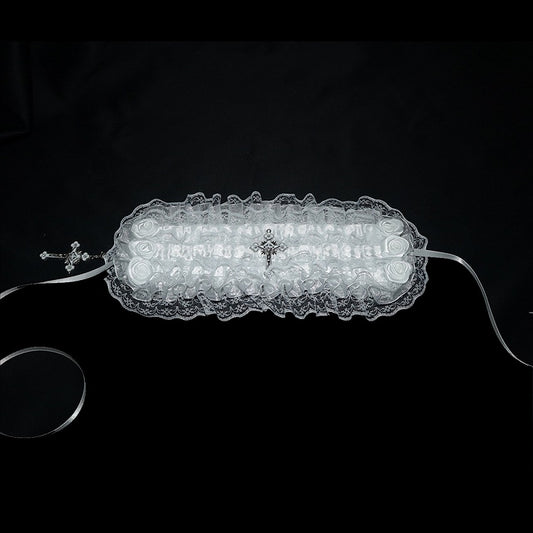 Gothic Floral White Design Trim Lolita Hairband Lace Decorated Cross