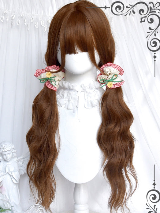 Gewellte, volle, lange Ponyperücken, 62 cm, braun