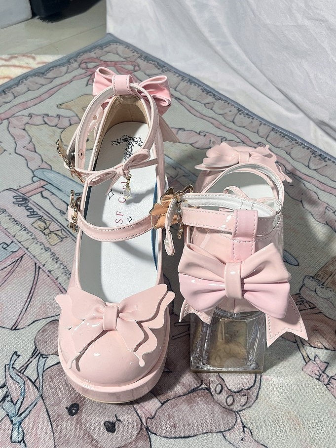 Jane Lolita Mary with Shoes Accents Details Bow Hime Butterfly Pink
