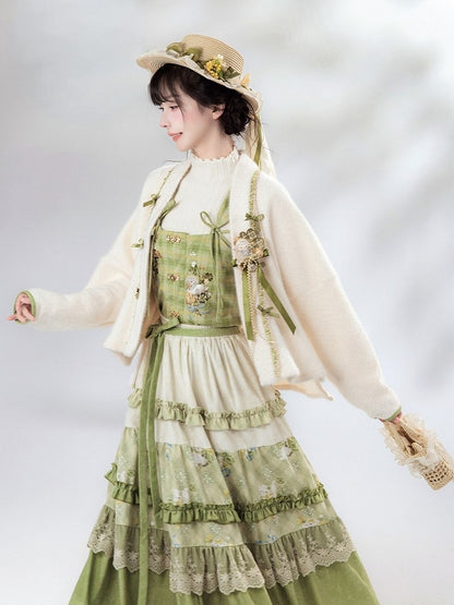 Han Lolita Beige Short Outerwear Bowknot Details for Autumn & Winter - Luo Xiu Dong Xiang