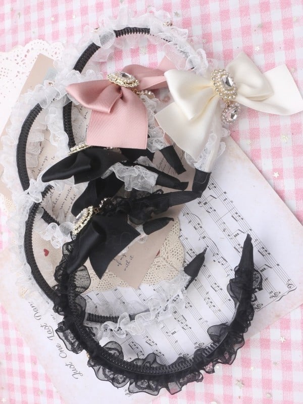 4 options KC Nœud papillon en dentelle Kei Couleur Strass Jirai