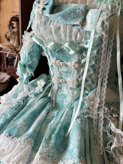 Pear and Accents Dress Jellyfish Button Lolita Print Princess Jumper Corset Frog Blossom with Skirt