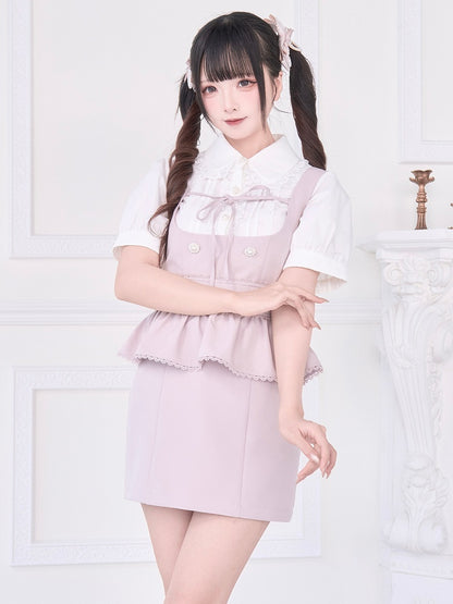 Dress Pink with Wear Adjustable Tiered Back Ties Jirai Two-Way Overall Kei Skirt