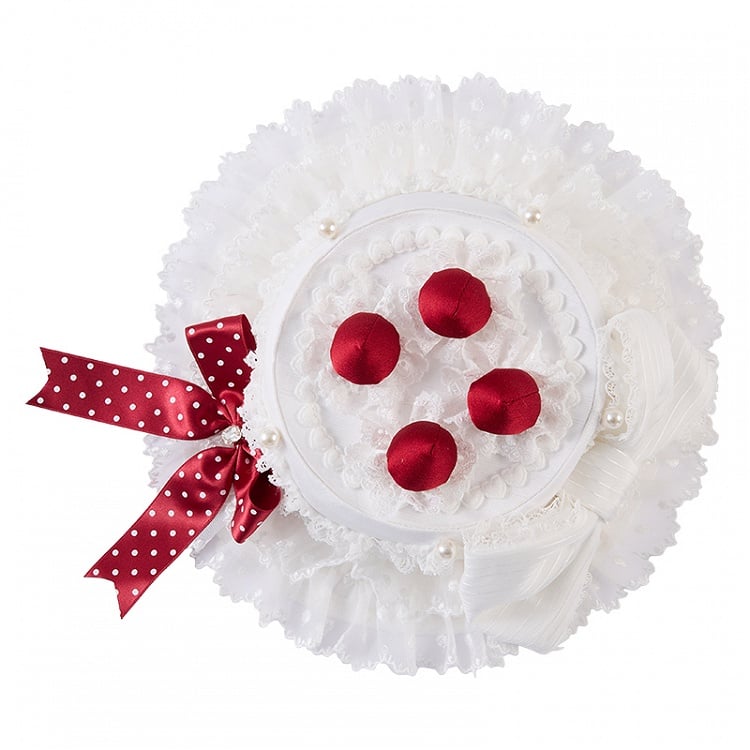 Pink / White Strawberry Cake Mini Hat