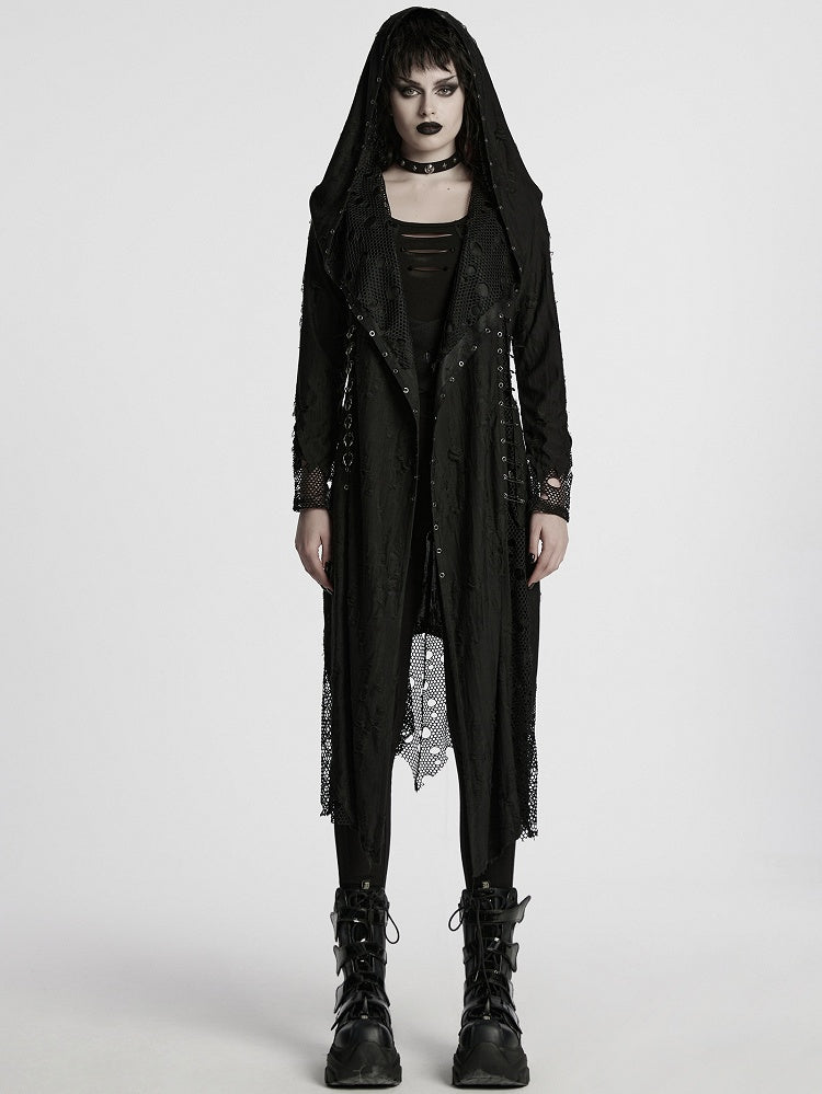 Knitted Black Decadent Coat Gothic Asymmetric