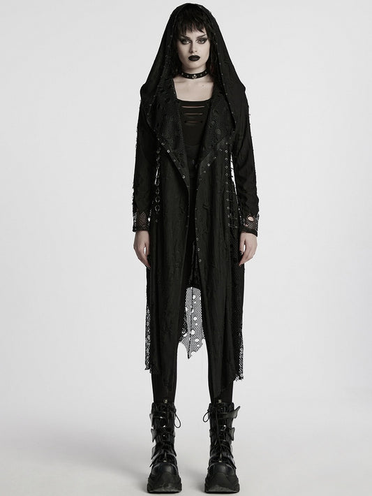 Knitted Black Decadent Coat Gothic Asymmetric