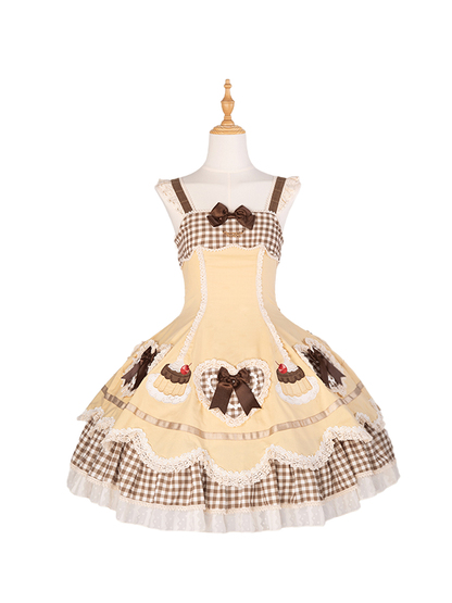 Cake Shape Heart Pompompurin JSK Applique Yellow Lolita Embroidery and Hem