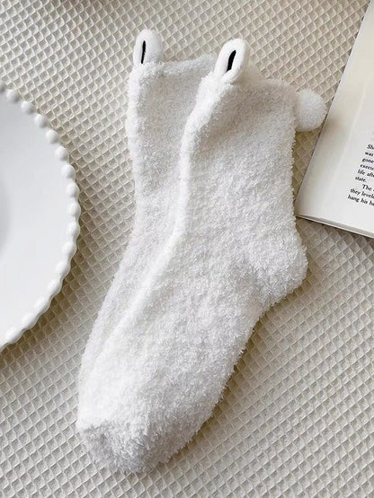 Fluffy Rabbit Ears Short Socks - ZUO BIAN