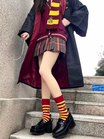 Pattern Calf Socks Retro 4 Striped Colors