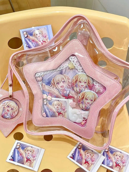 Pink Charm Detachable Bag Set PU Star-shaped Badge Ita with