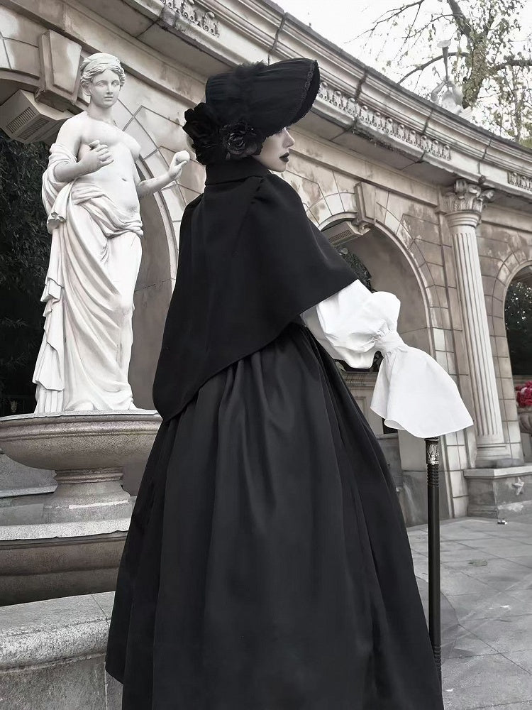 Lolita Collar Cape Gothic Woolen Black Foldover