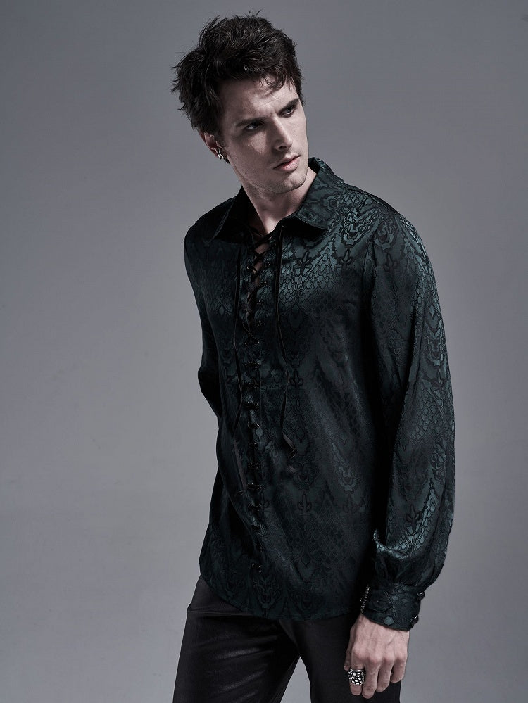 Green Men's Gothic Jacquard Shirt