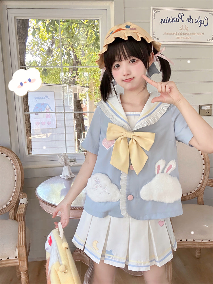 ホワイトプリーツスタームーン刺繍スカートボックス