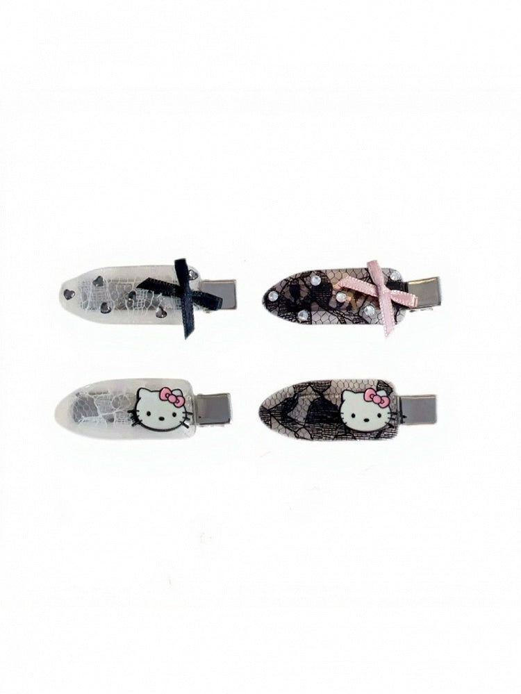 2-Color Hairclip with Cat and Bow Decorations - IVONA boutique