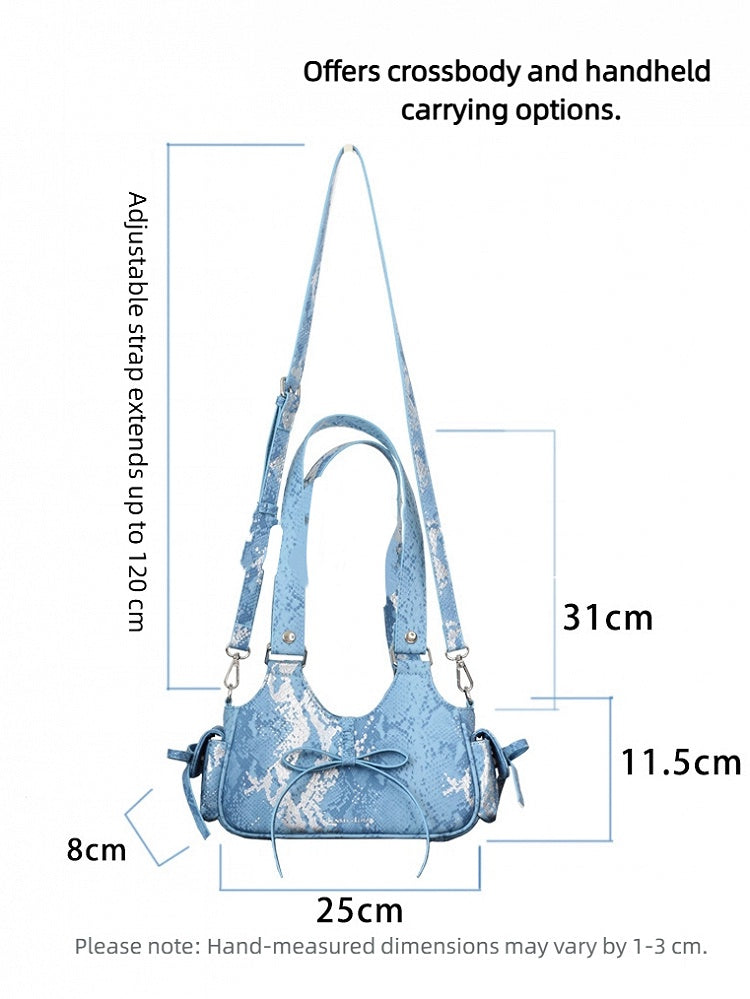 Daily Bowknot with Ita Style Embossing 2 Spicy Bag Ways Pink Snakeskin Girl