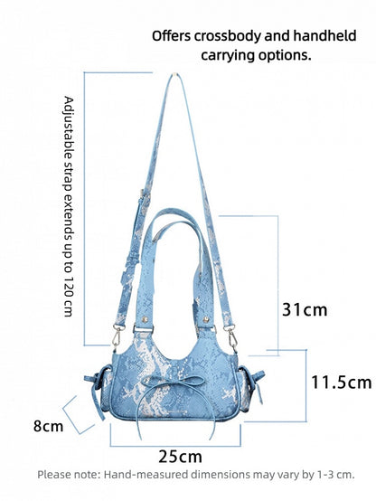 Daily Bowknot with Ita Style Embossing 2 Spicy Bag Ways Pink Snakeskin Girl