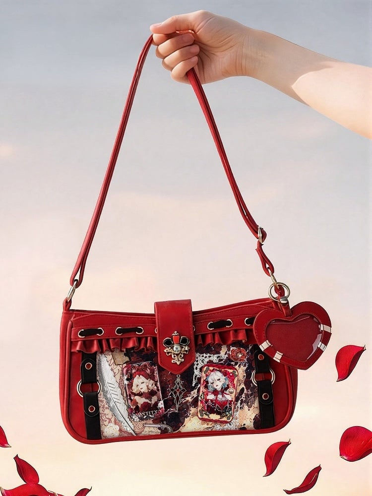Sac Ita cœur et couronne en PU rouge - thejunco