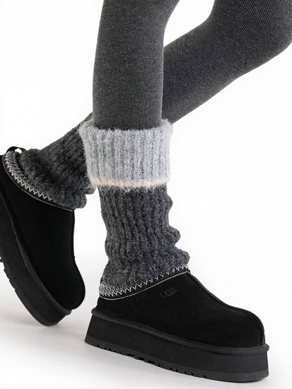 Knit Colorblock Design Leg Warmers - ModaSwings