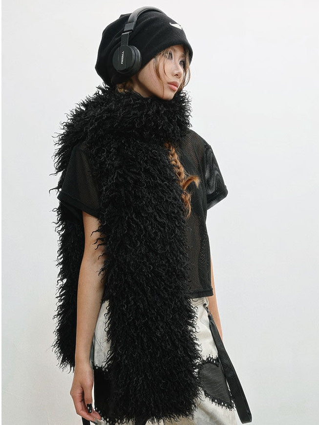 Black Plush Scarf