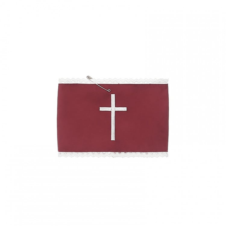Embroidery Armband Cross Red White with