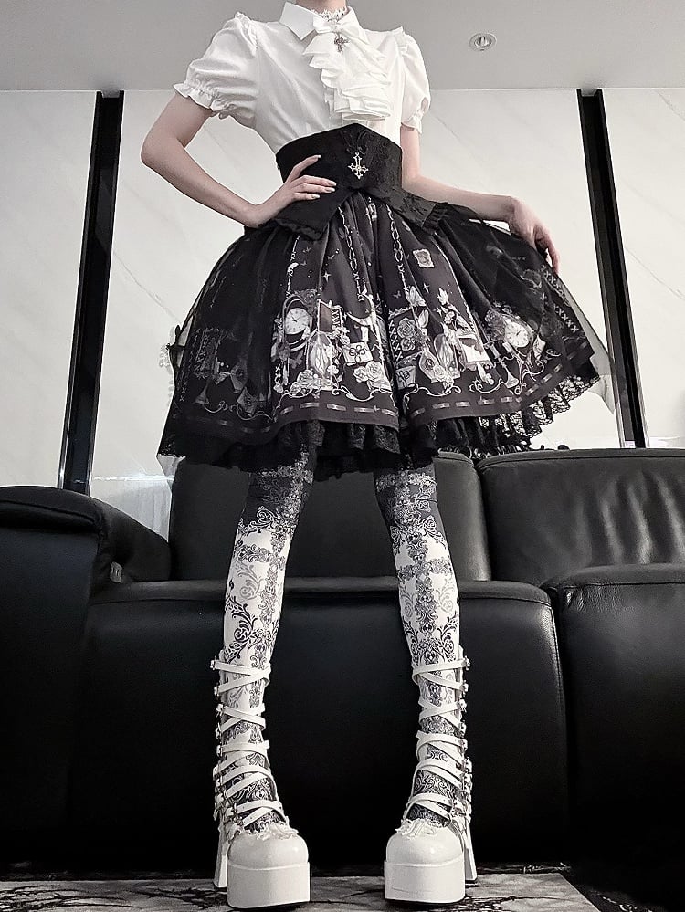 Short Gothic Jabot Sleeves with Detachable White Lolita Shirt