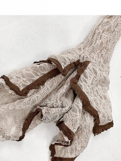 Kawaii Fashion Lace Cami Cardigan Braun kariert Bittersüß mit Millard Kleid Muster