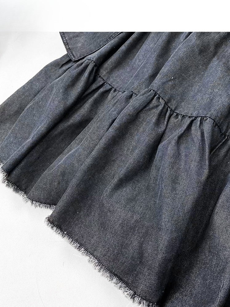 Saum Roh Bittersüß Verziert Grau Detail Dunkle Tasche Rock