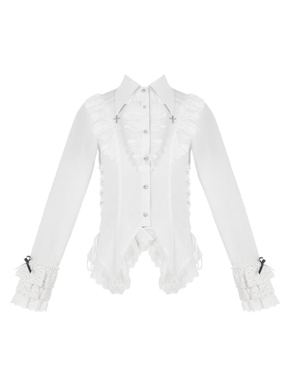 Schwarz-weißes Ouji Lolita-Komplettset: Hemd + Weste + Shorts + Jabot